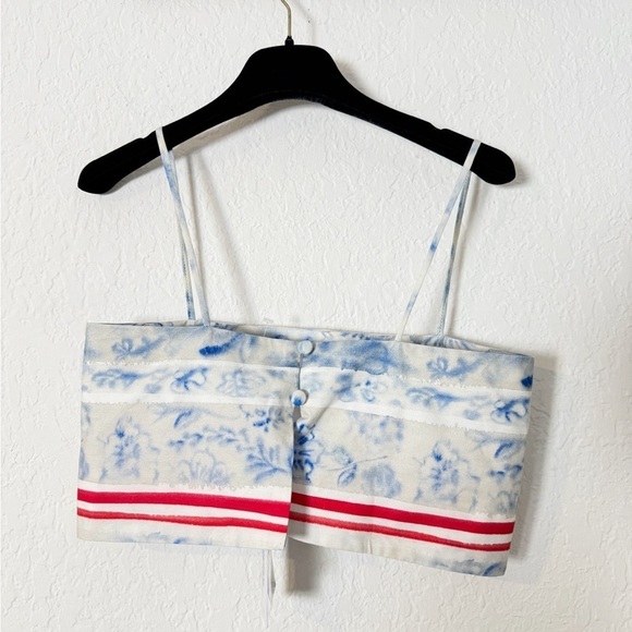 Rosie Assoulin Easy Bandeau Top Blue Pattern/Print 0 - Picture 4 of 7